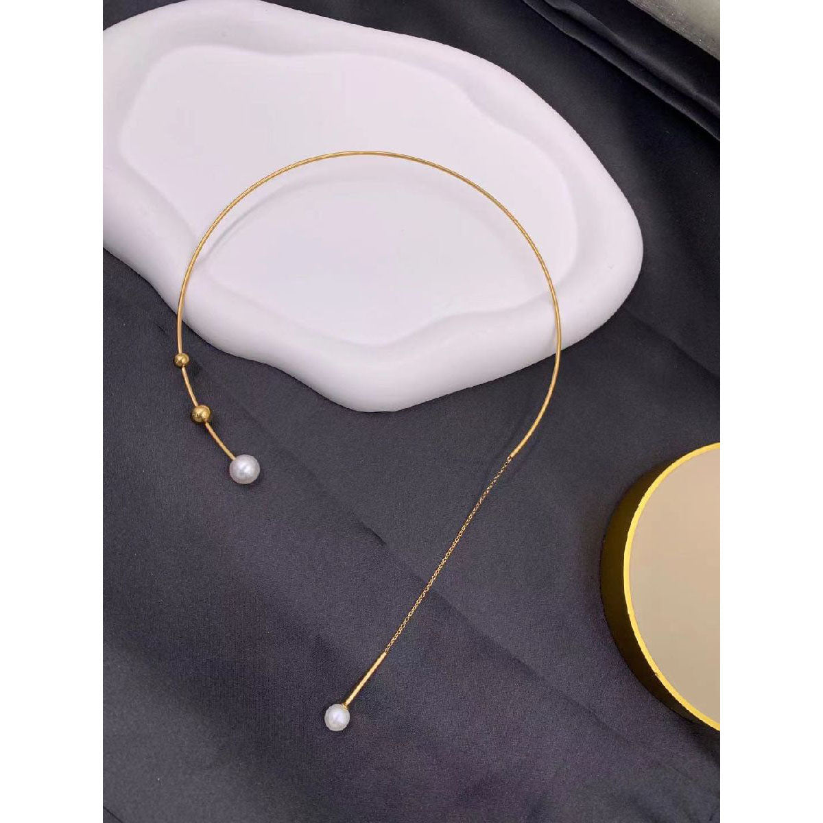 Hasli Choker Pearl Designer 18K Gold Stainless Steel Necklace Bulk Main image