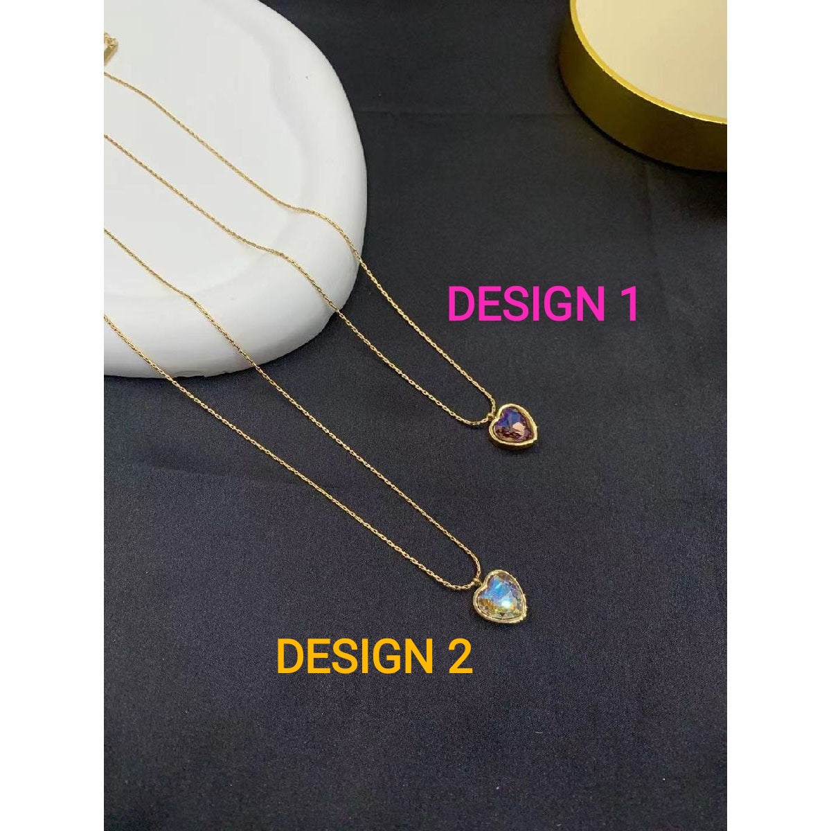 Rainbow Heart Love Austrian Crystal 18K Gold Pendant Chain Women Bulk