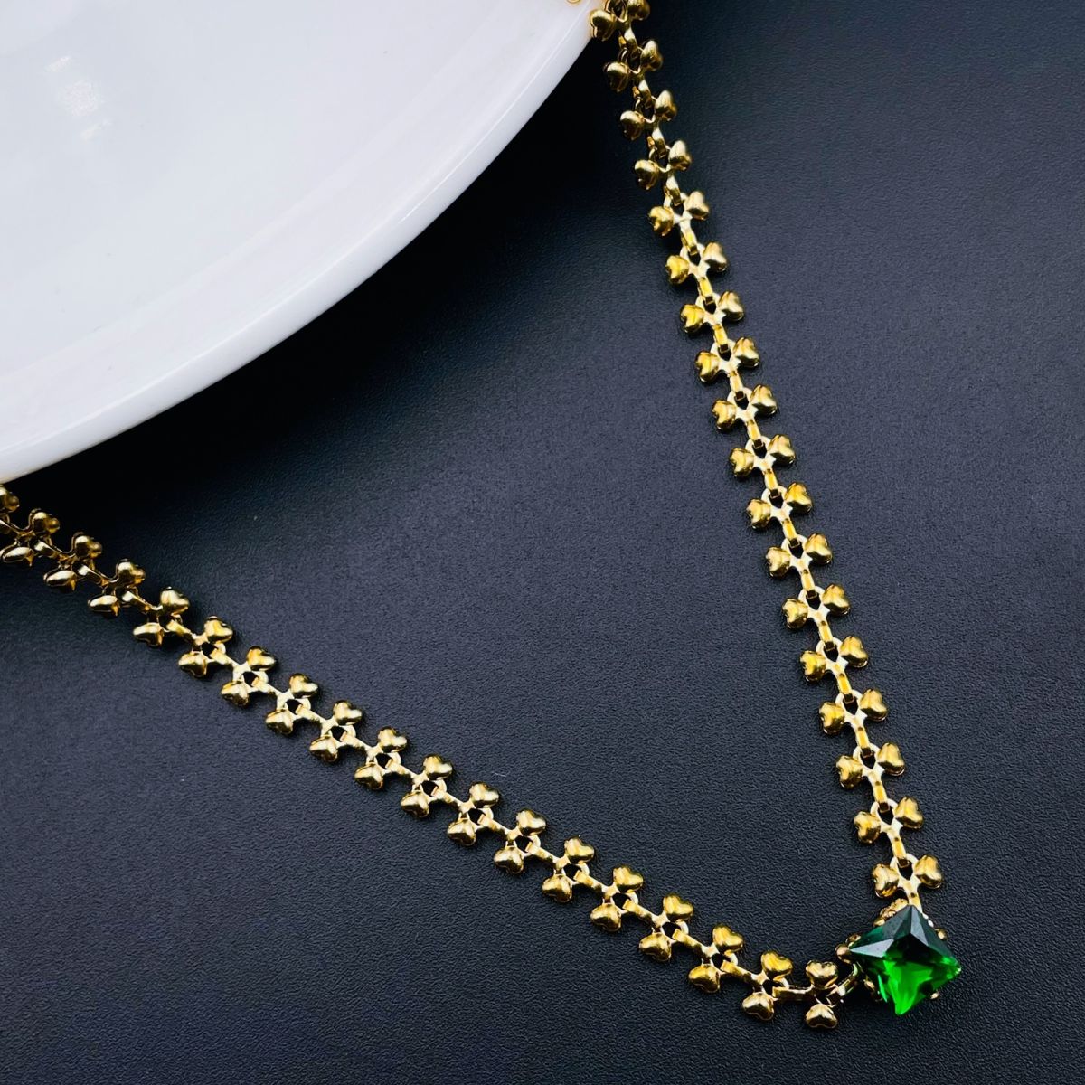 Black Princess Cut CZ Gold Stainless Steel Fancy Necklace Chain Bulk Secondary image