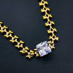 Black Princess Cut CZ Gold Stainless Steel Fancy Necklace Chain Bulk
