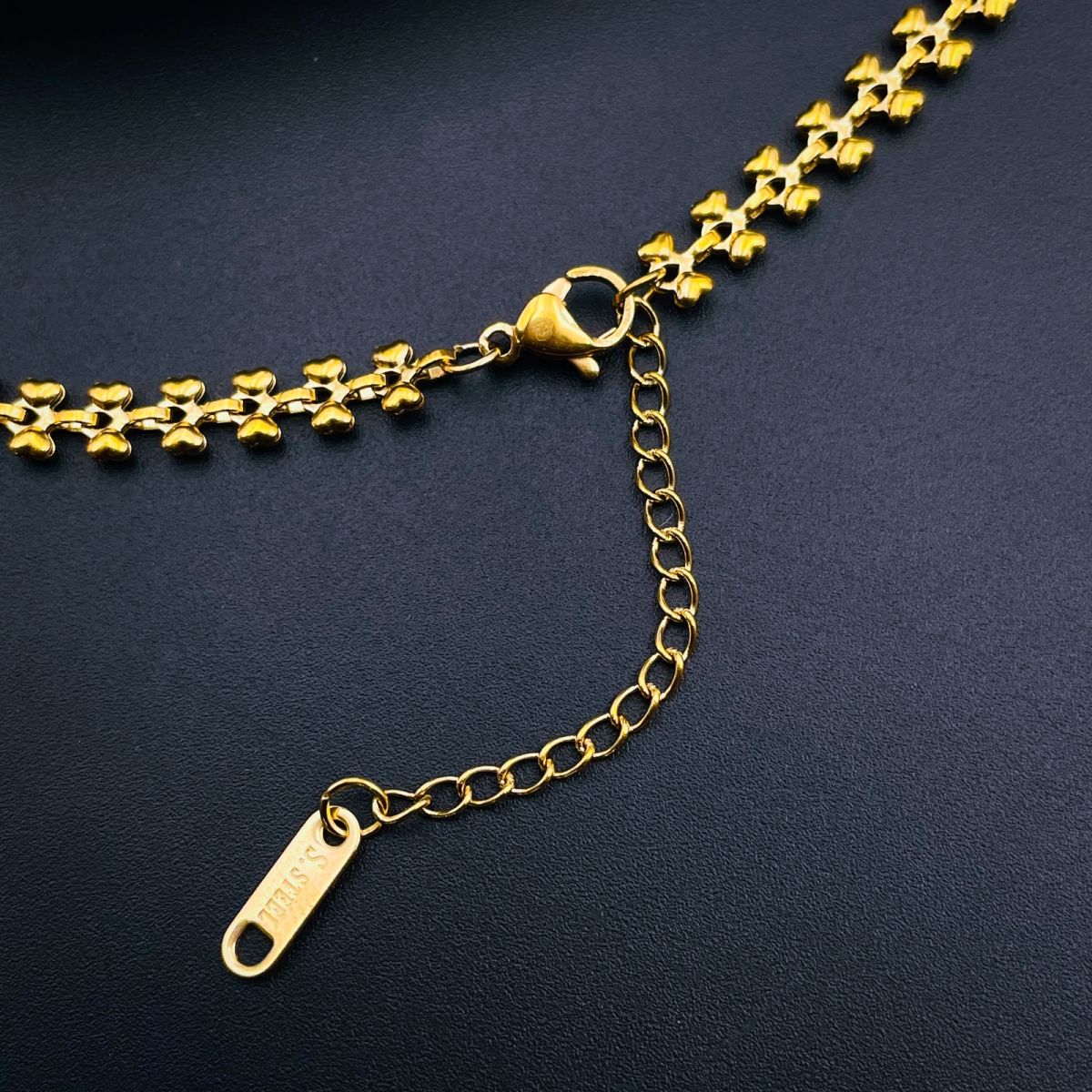 Black Princess Cut CZ Gold Stainless Steel Fancy Necklace Chain Bulk