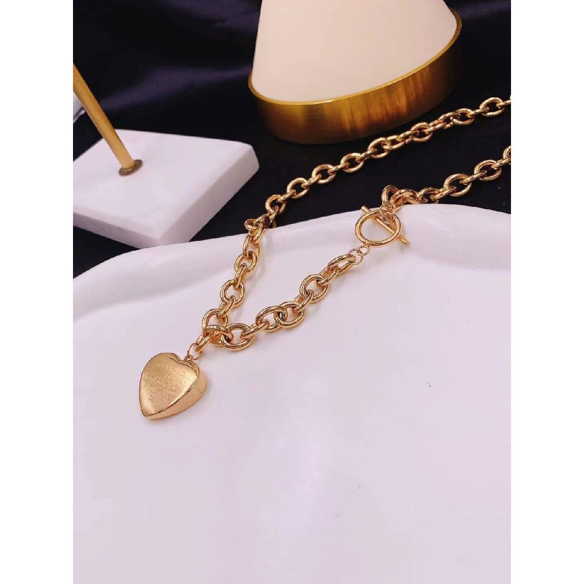 Eternal Love Heart 18K Gold Stainless Steel Chunky Necklace Chain Bulk Main image