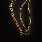 Emerald Green Curb Layered Links 18K Gold Chain Bracelet Women Bulk