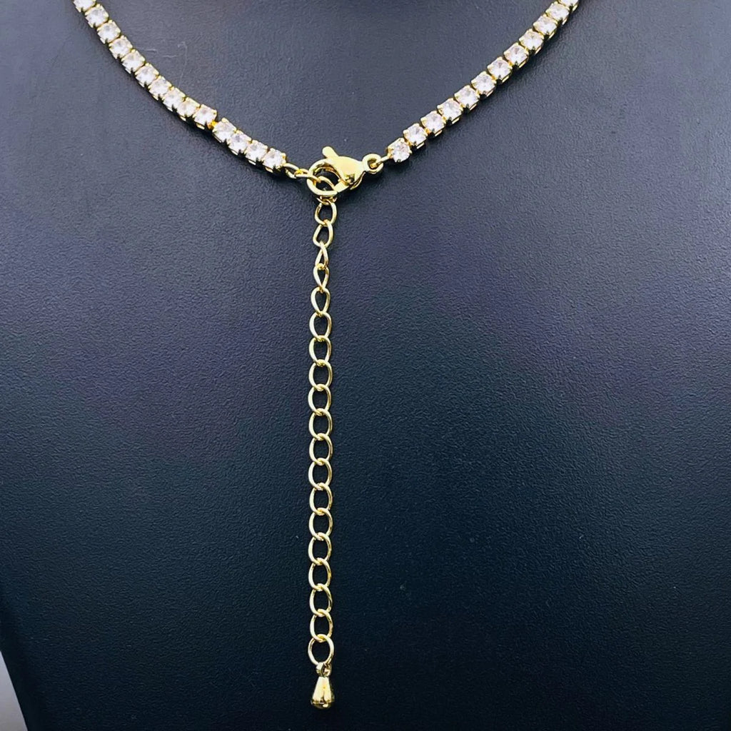 Green Flower Tennis Solitaire CZ 18K Gold Charms Necklace Bulk
