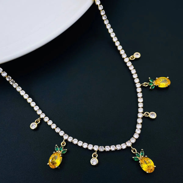 Pineapple Tennis Solitaire CZ 18K Gold Charms Necklace Bulk Main image