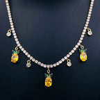 Pineapple Tennis Solitaire CZ 18K Gold Charms Necklace Bulk