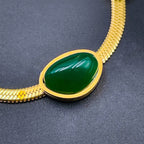 Green Beads 18K Gold Stainless Steel Snake Chain Bracelet Women Bulk