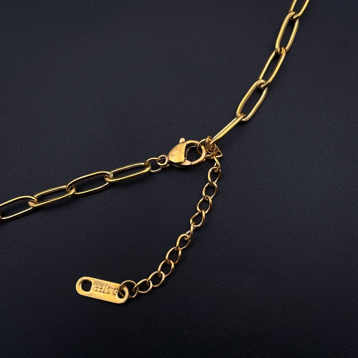 Dual Layer Pearl 18K Gold Paper Clip Links Stainless Steel Necklace Chain for Women