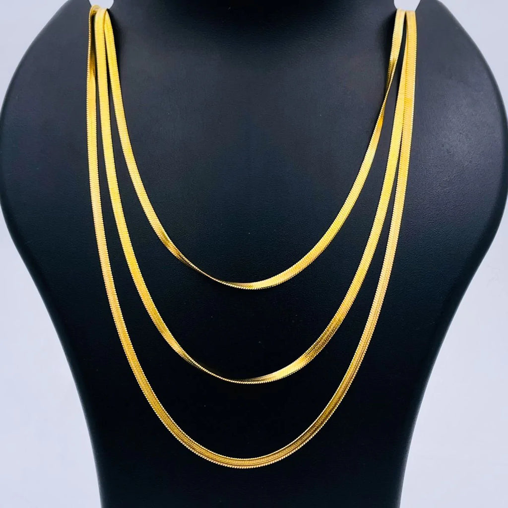 Triple Layer Smooth Snake 18K Gold Stainless Steel Chain Necklace Bulk