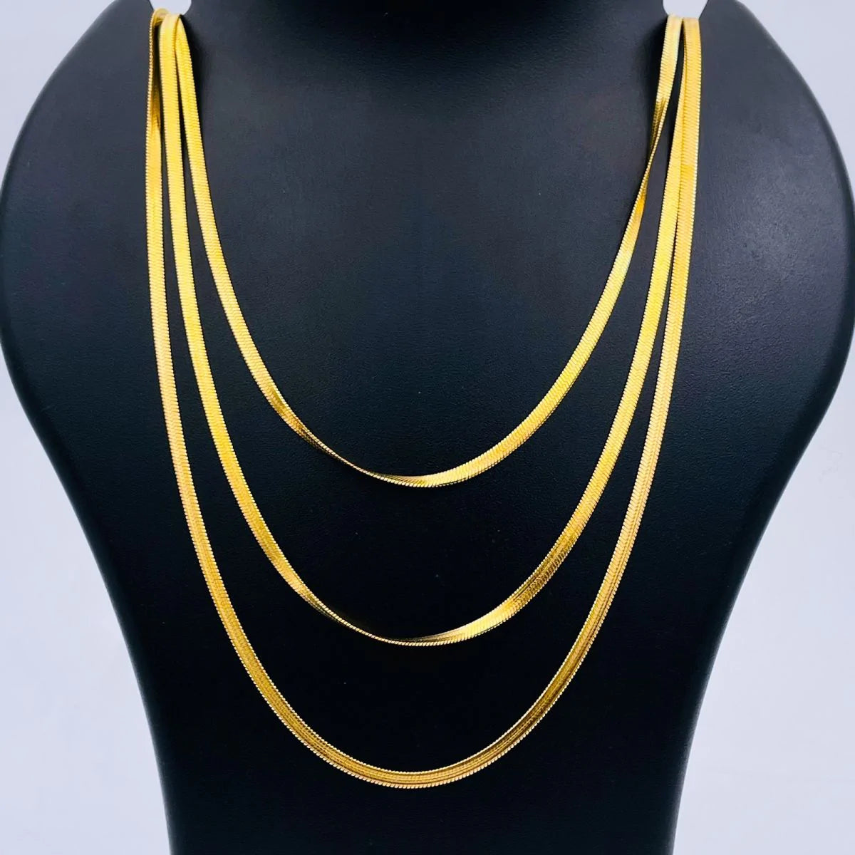 Triple Layer Smooth Snake 18K Gold Stainless Steel Chain Necklace Bulk Main image