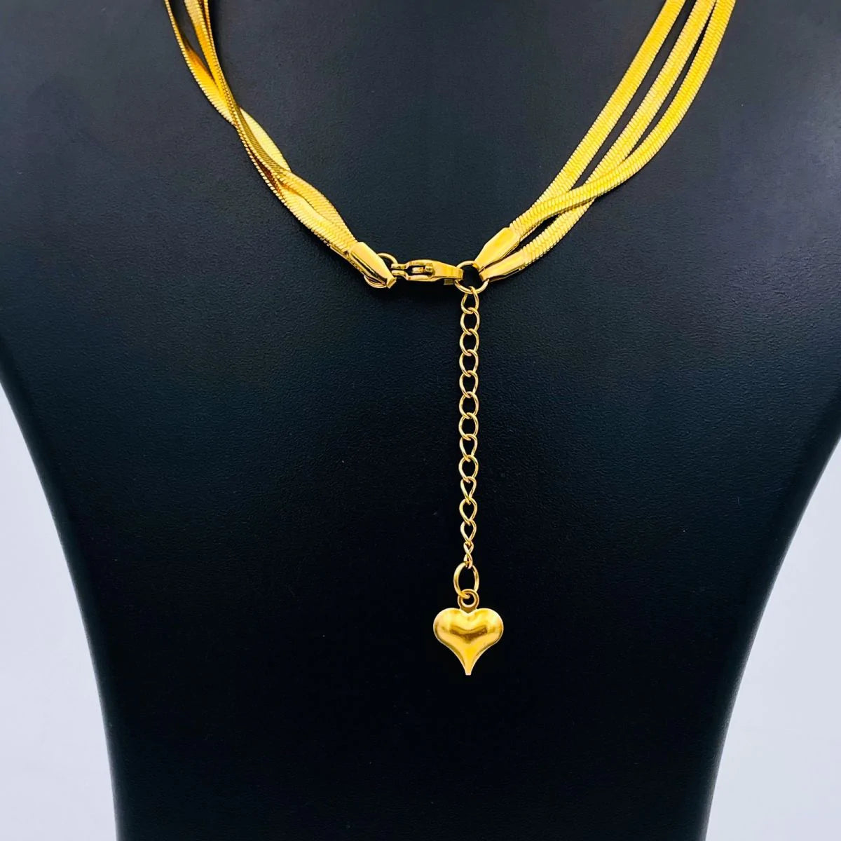 Triple Layer Smooth Snake 18K Gold Stainless Steel Chain Necklace Bulk Secondary image