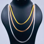 Triple Layer Gold Silver Rose 18K Gold Stainless Steel Snake Necklace Chain for Women