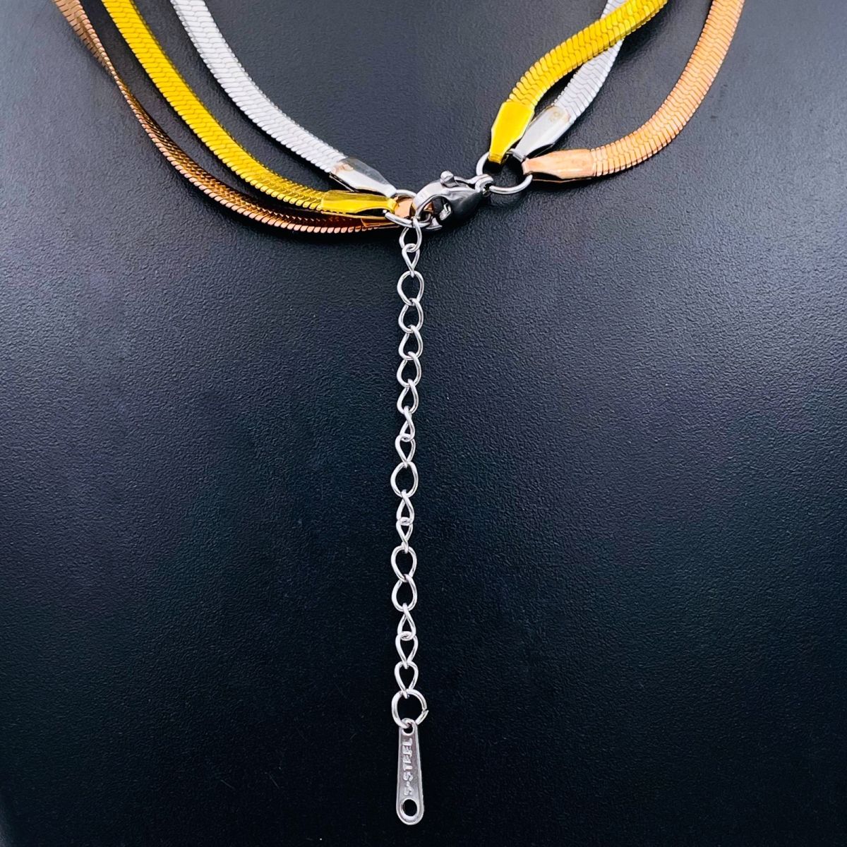 Triple Layer Gold Silver Rose 18K Gold Stainless Steel Snake Necklace Chain for Women