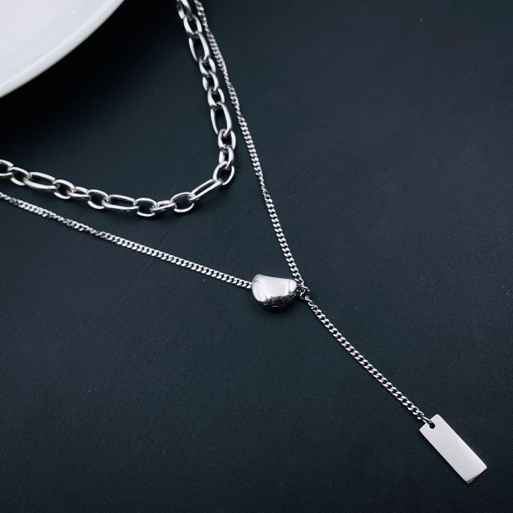 Silver Multi Layered Stunning Stainless Steel Necklace Chain Bulk