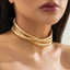 Triple Wrap Layer Snake Smooth 18K Gold Stainless Steel Choker Necklace for Women