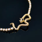 Studded Snake CZ Eternity Solitaire 18K Gold Adjustable Necklace Bulk