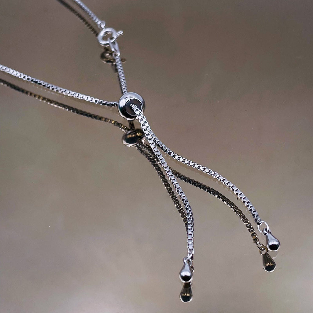 Studded Snake CZ Eternity Solitaire Silver Adjustable Necklace Bulk