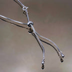Studded Snake CZ Eternity Solitaire Silver Adjustable Necklace Bulk