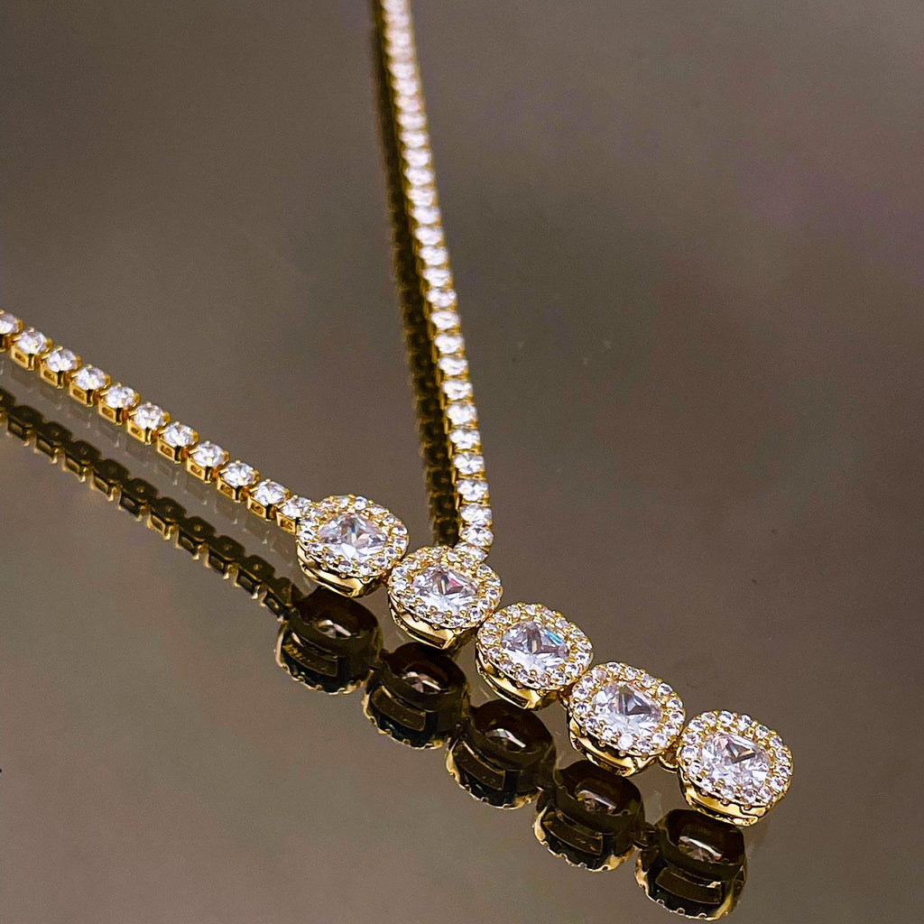 Solitaire Eternity CZ 18K Gold Adjustable Slider Necklace Bulk