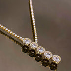 Solitaire Eternity CZ 18K Gold Adjustable Slider Necklace Bulk