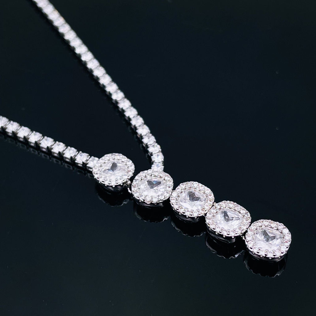 Solitaire Eternity CZ Silver Adjustable Slider Necklace Bulk