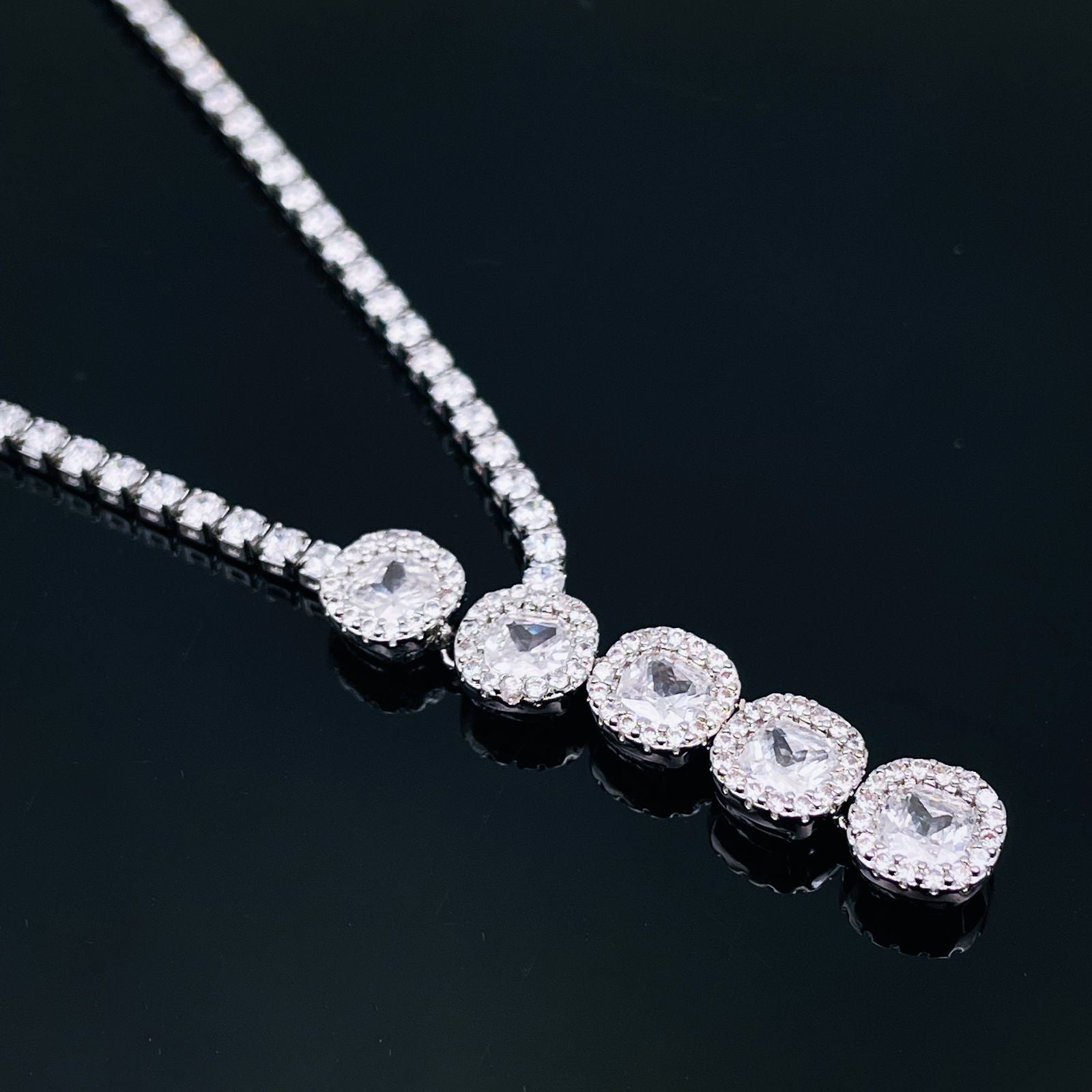 Solitaire Eternity CZ Silver Adjustable Slider Necklace Bulk