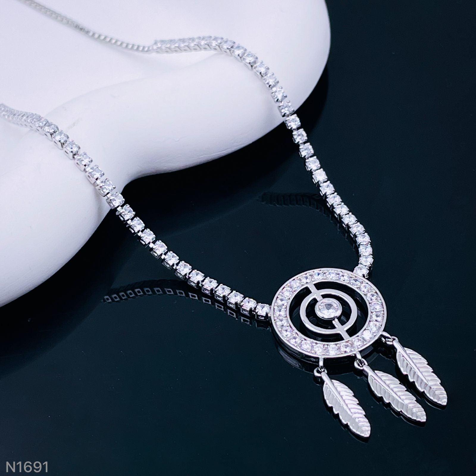 Dream Catcher Cubic Zirconia Silver Adjustable Necklace for Women Main image