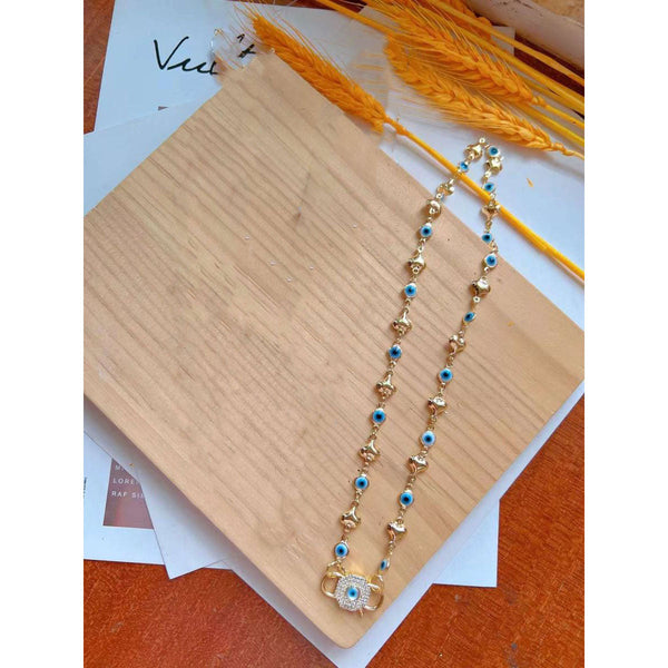 Heart Lock Mother Of Pearl Evil Eye CZ 18K Gold Necklace Bulk Main image
