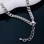 Tiger Panther CZ Black Enamel Silver Curb Chain Necklace Bulk