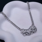 Tiger Panther CZ Black Enamel Silver Curb Chain Necklace Bulk