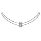 Dual Layer Emerald Cut Cubic Zirconia Solitaire Tennis Necklace Bulk