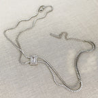 Dual Layer Emerald Cut Cubic Zirconia Solitaire Tennis Necklace Bulk