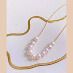 Dual Layer Pearl 18K Gold Stainless Steel Necklace For Women Bulk