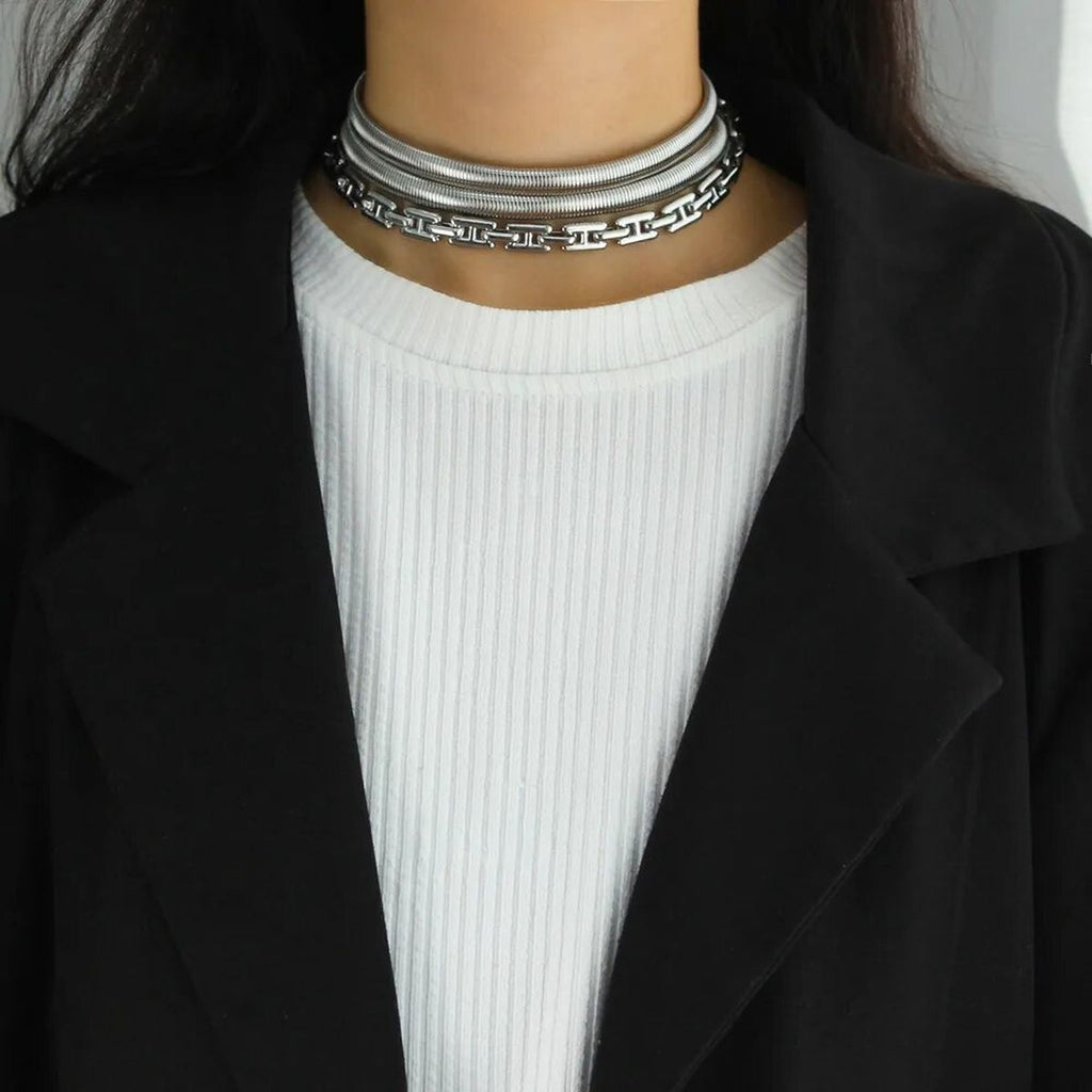 Triple Layer Geometric Snake Chain 18K Gold Anti Tarnish Necklace Bulk