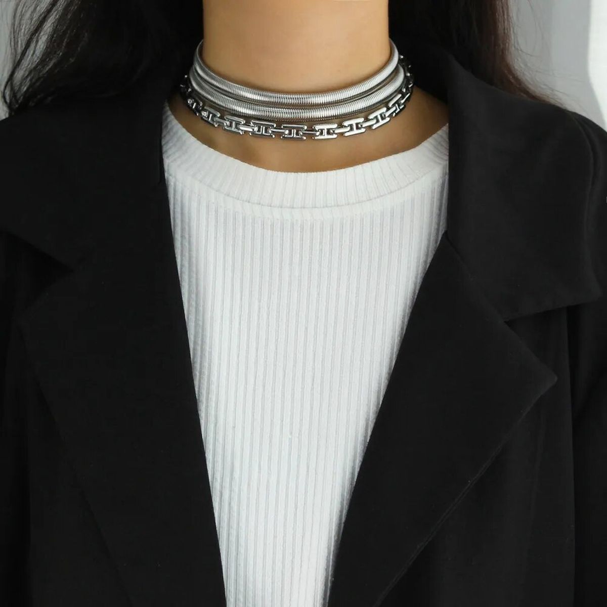 Triple Layer Geometric Snake Chain 18K Gold Anti Tarnish Necklace Bulk