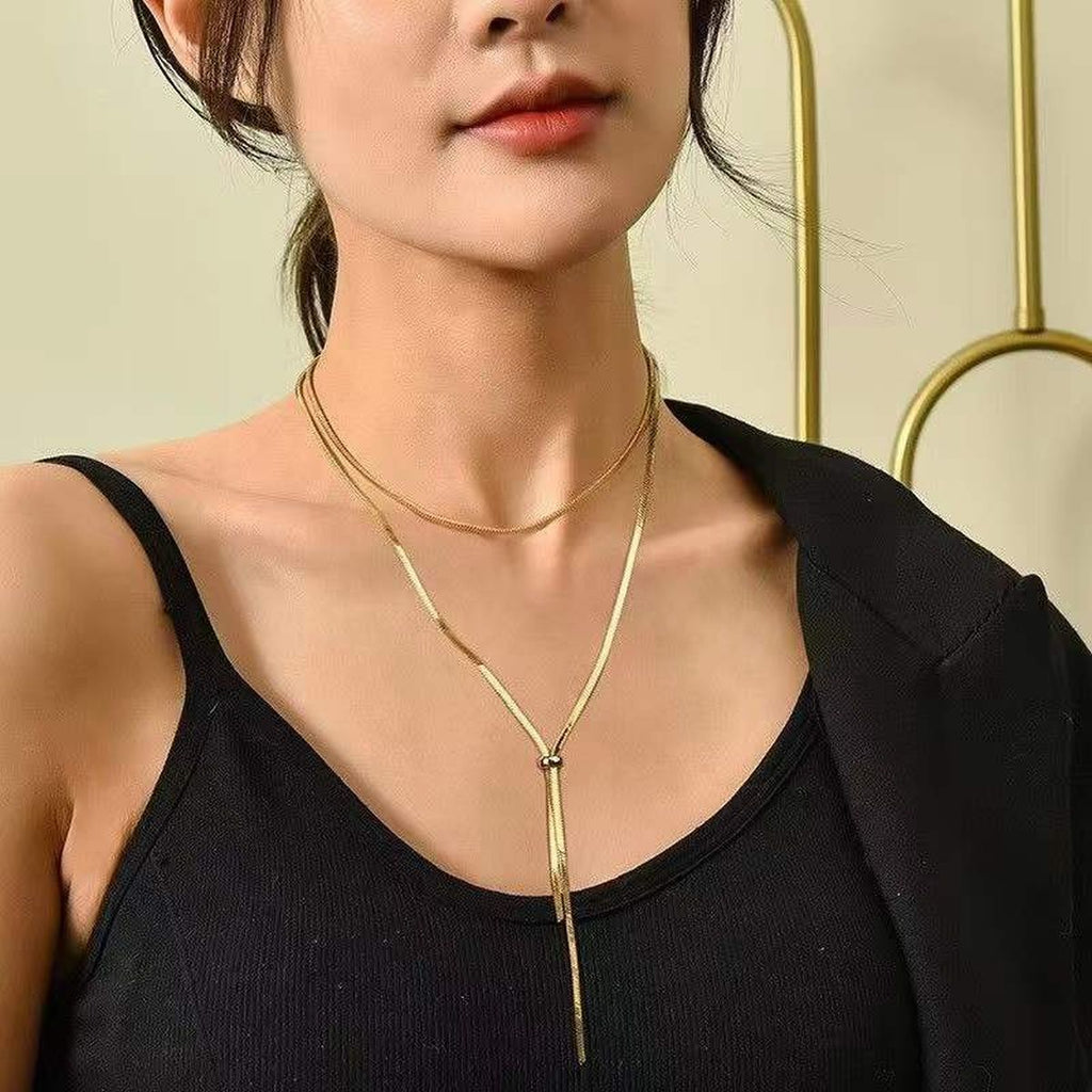Adjustable Long Snake Gold Anti Tarnish Stainless Steel Necklace Bulk