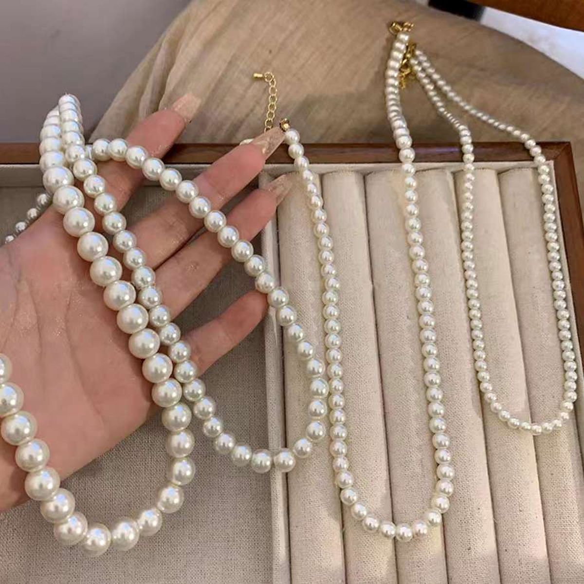 Fresh Water 6Mm Pearl Strand 18K Gold Anti Tarnish Necklace Women Bulk Main image