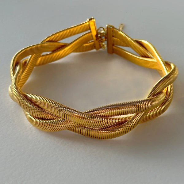 Cobra Snake Anti Tarnish 18K Gold Stainless Steel Braided Twisted Necklace for Women Main image