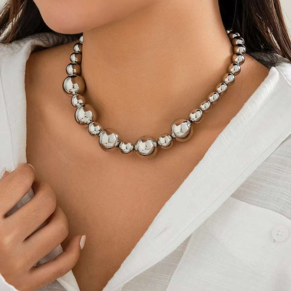 Glossy Beads Balls 18K Gold Anti Tarnish Necklace For Women Bulk Secondary image