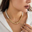 Glossy Beads Balls Pearl White 18K Gold Anti Tarnish Necklace Bulk