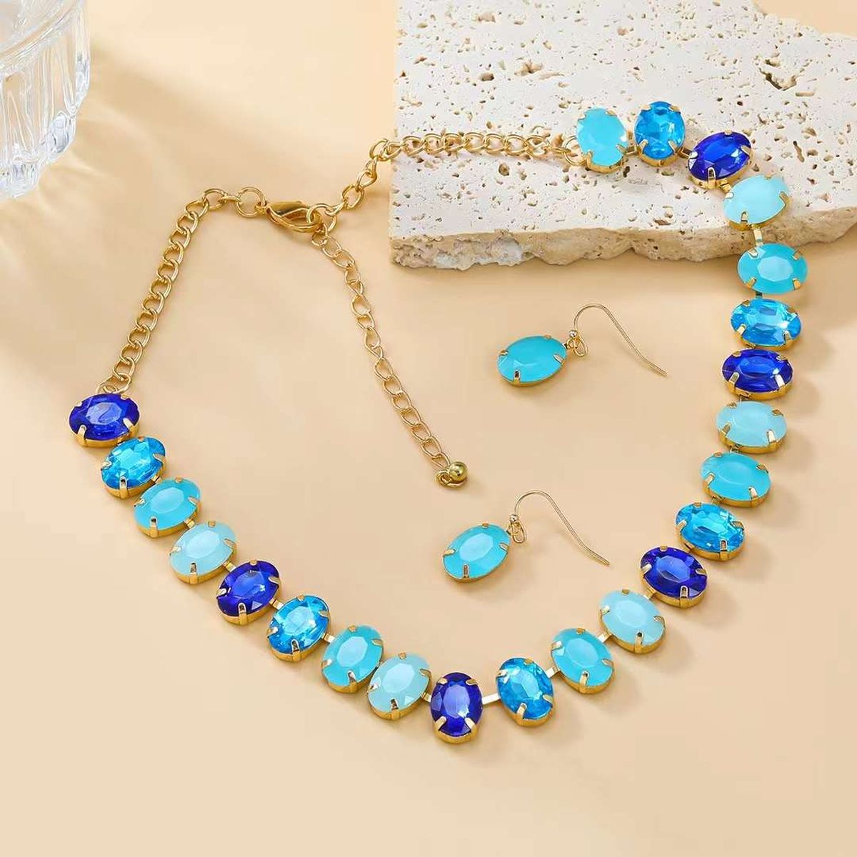 Crystal Multicolour 18K Gold Anti Tarnish Necklace For Women Bulk