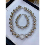 Glossy Beads Ball Cubic Zirconia Silver Anti Tarnish Necklace Bulk