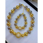 Glossy Beads Ball Cubic Zirconia Silver Anti Tarnish Necklace Bulk