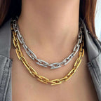 Geometric Silver Anti Tarnish Stainless Steel Necklace Chain Bulk