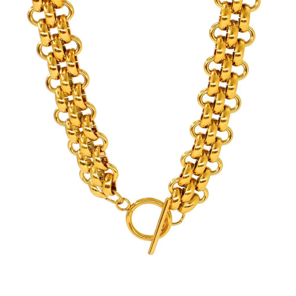 Triple Layer 18K Gold Anti Tarnish Stainless Steel Toggle Clasp Necklace Chain for Men & Women Secondary image