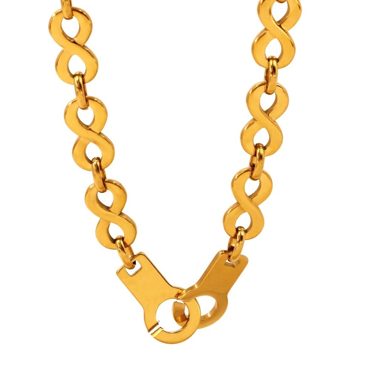 Handcuff Infinity 18K Gold Anti Tarnish Stainless Steel Necklace Chain for Men & Women