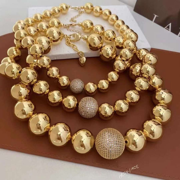 Glossy Balls 18K Gold Anti Tarnish Cubic Zirconia Necklace Women Bulk Main image