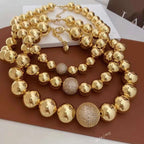 Glossy Balls 18K Gold Anti Tarnish Cubic Zirconia Necklace Women Bulk