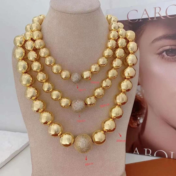 Glossy Balls 18K Gold Anti Tarnish Cubic Zirconia Necklace Women Bulk Secondary image
