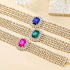 Ruby Pink 18K Gold Anti Tarnish CZ Crystal Choker Necklace Bulk